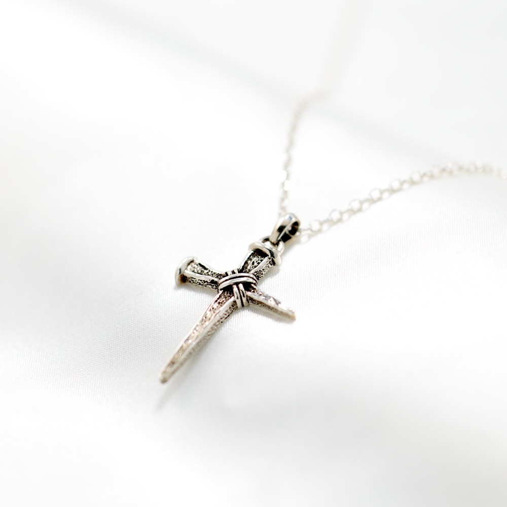 【Angel & Me】Faith Nail Cross s925 sterling silver necklace birthday gift, , large
