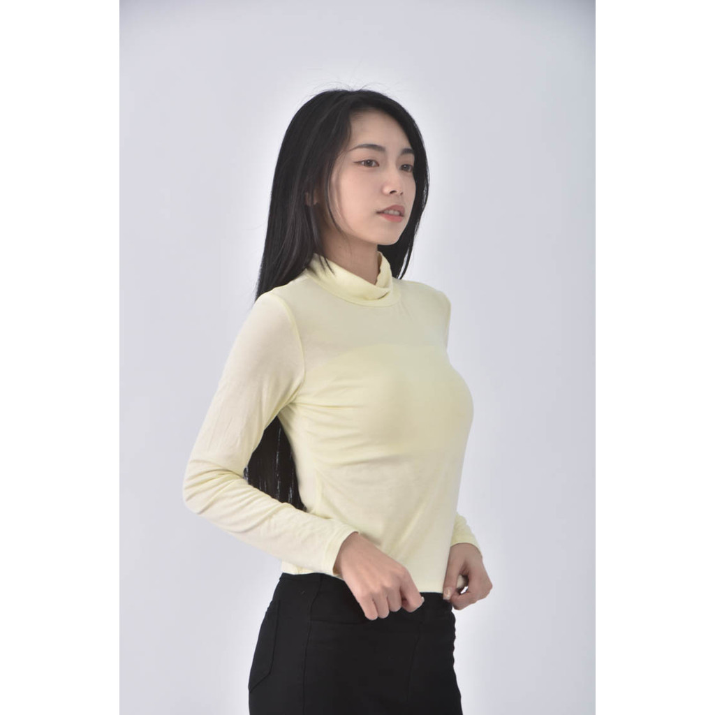 (S) 【粿粿私服】air space lady高領黃色長袖上衣二手衣, , large