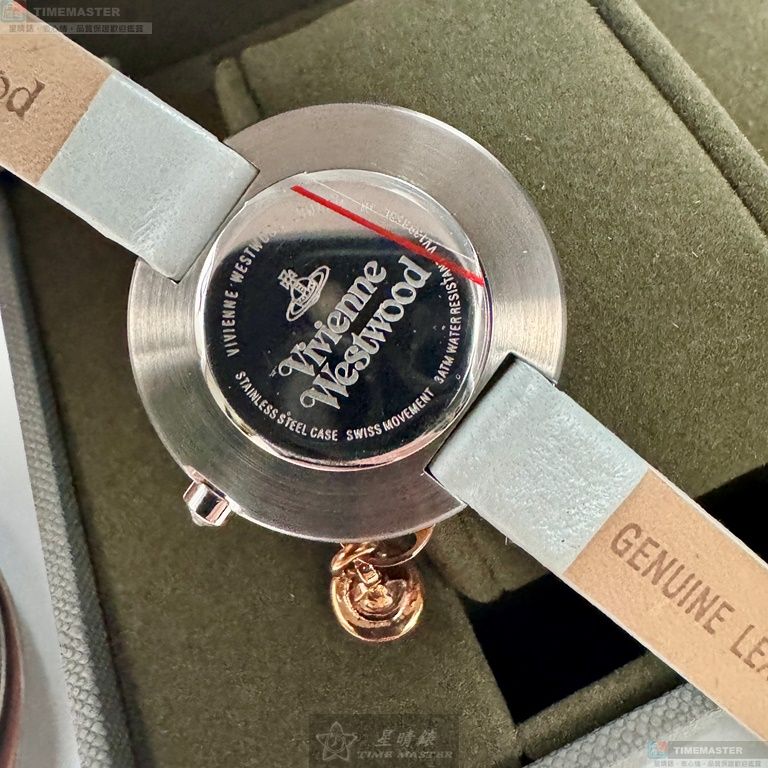 [星晴錶業]Vivienne Westwood手錶,32mm,VW00010銀白色錶面玫瑰金錶殼淺灰白真皮皮革錶帶款, , large