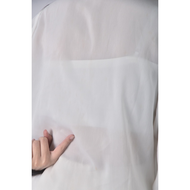 (S) mercci22拼接棉領白色襯衫上衣二手衣, , large