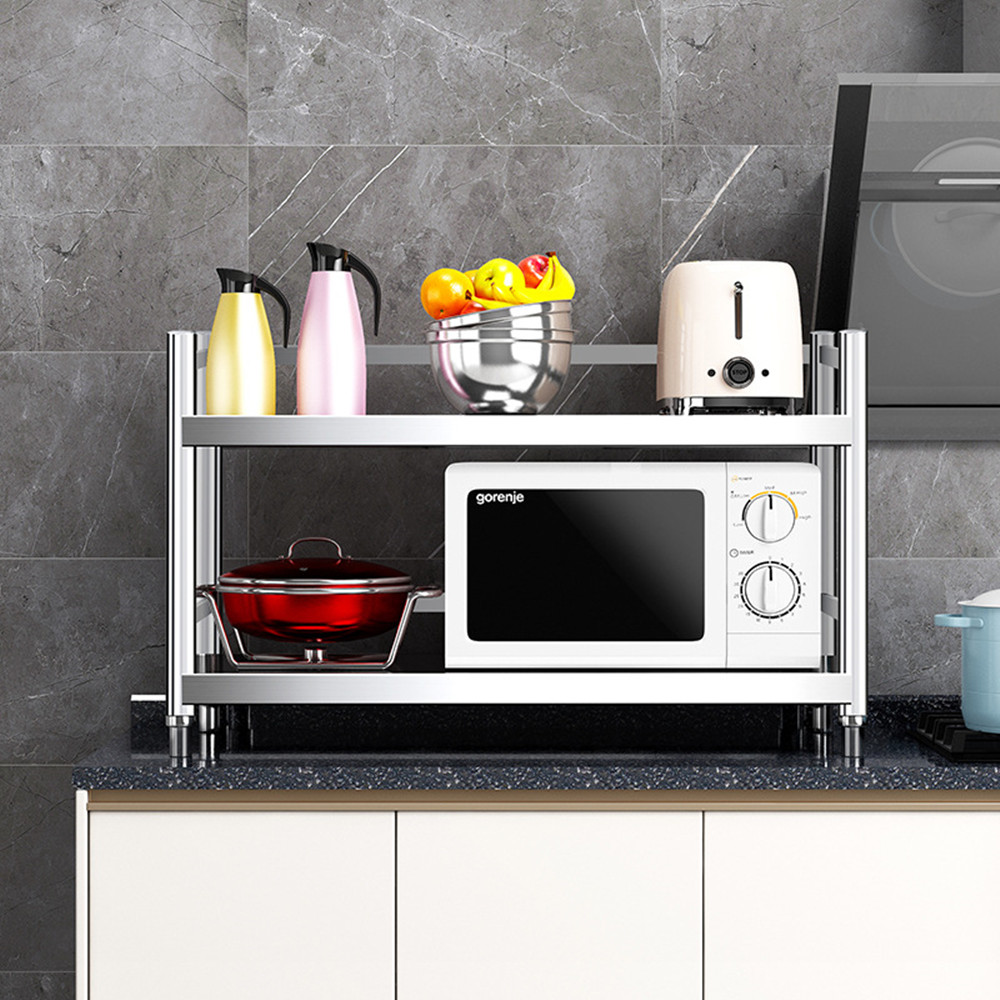 【誠宜居家】120x45x60公分 (三面圍欄-二層不鏽鋼置物架)升級款加粗加厚-加強底部橫梁 收納架 不鏽鋼置物架 不銹鋼置物架 廚房不銹鋼置物架 置物架 家電架 廚房架 架子