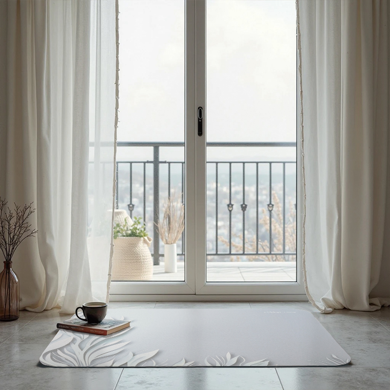 【怪獸】rubber anne 超吸軟式珪藻土吸水地墊 水韻之影(60x40cm) -銀藍, , large