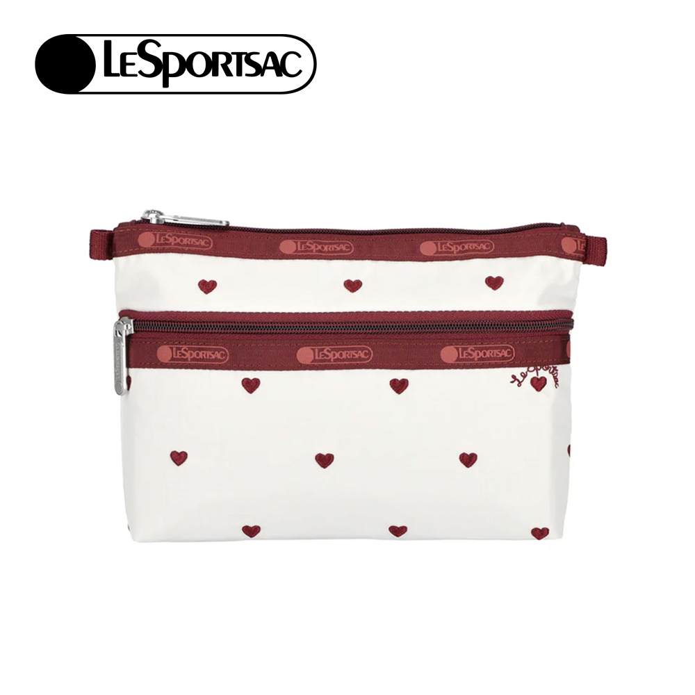 |快速出貨|Lesportsac Cosmetic Clutch 雙層拉鍊收納化妝包/ 莓果心刺繡, , large
