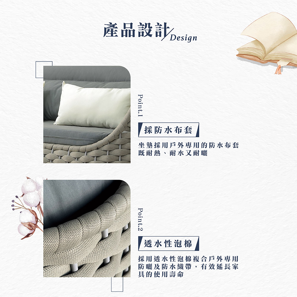 【Hampton 漢汀堡】海凡戶外三人沙發椅, , large