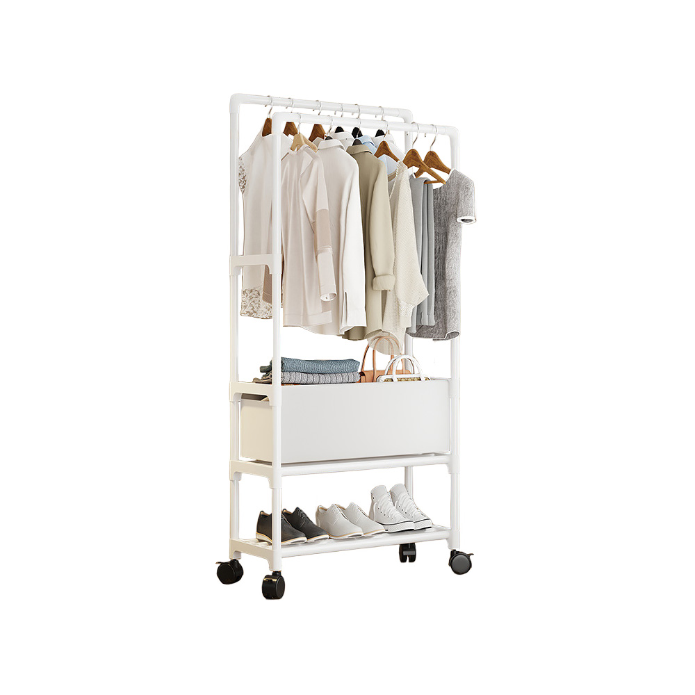 SHCJ 落地型雙排組合衣帽鞋架【白布套60三層】三合一鞋架 玄關鞋架 組合鞋櫃 掛勾鞋架, , large