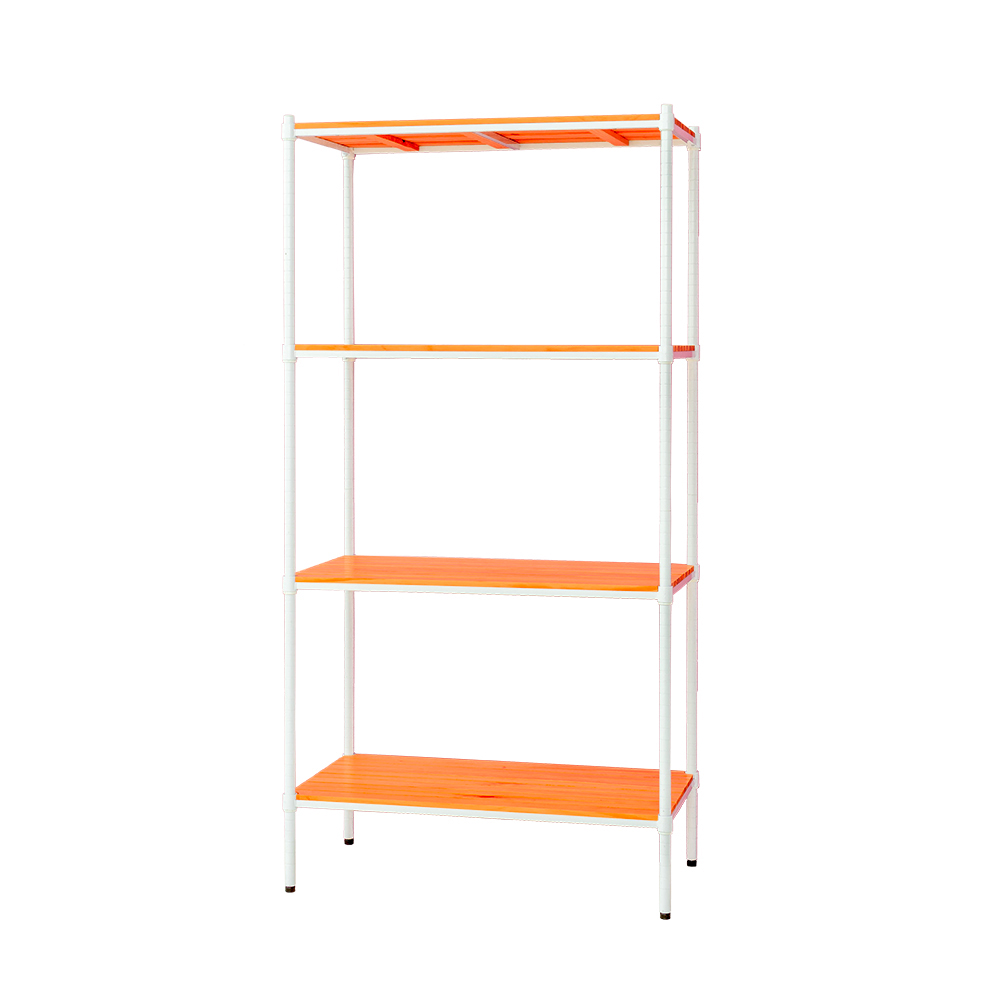 【Y HOUSE】90x45x180cm pine four-layer storage rack rack iron rack - painted white teak, , large