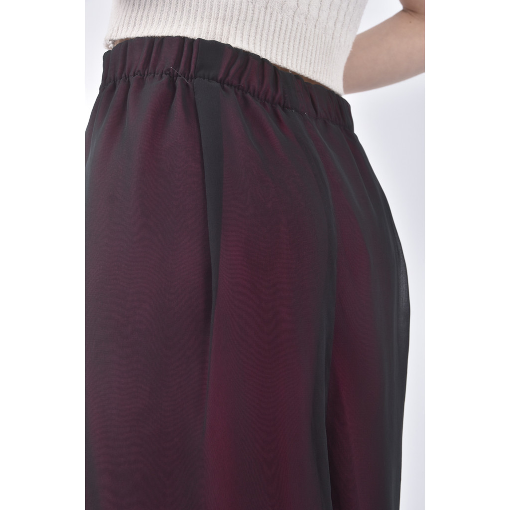 (M) 高腰質感紡紗假兩件粉色長褲二手衣, , large