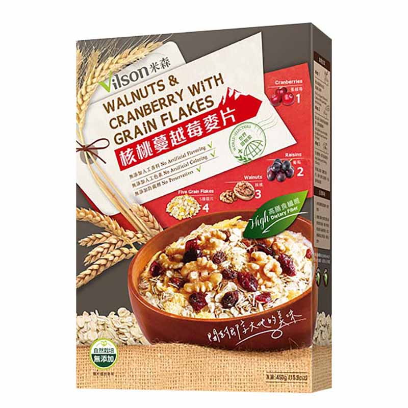 【米森 vilson】核桃蔓越莓麥片(450g/盒), , large