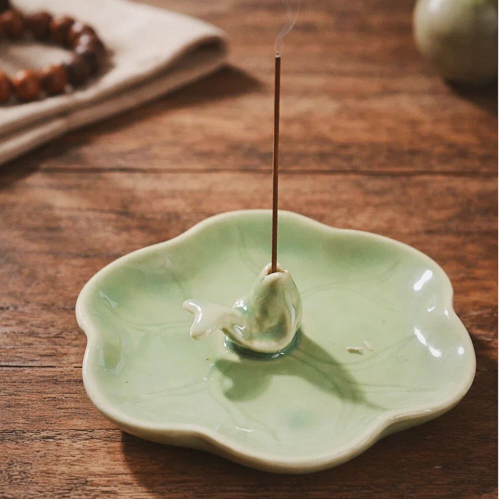 【A&R】招財開運 青瓷錦鯉香插盤 香薰爐, , large