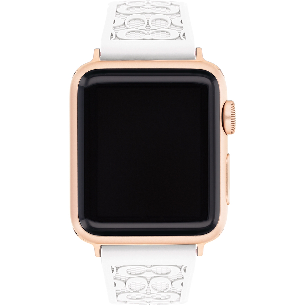 COACH Apple Watch 錶帶 38/40mm 適用 矽膠錶帶 白色x玫瑰金(不含手錶), , large