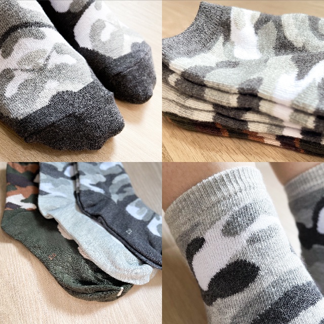 [Kaimei Cotton] 10 pairs set MIT made in Taiwan pure cotton breathable camouflage children's socks 18-22cm, , large