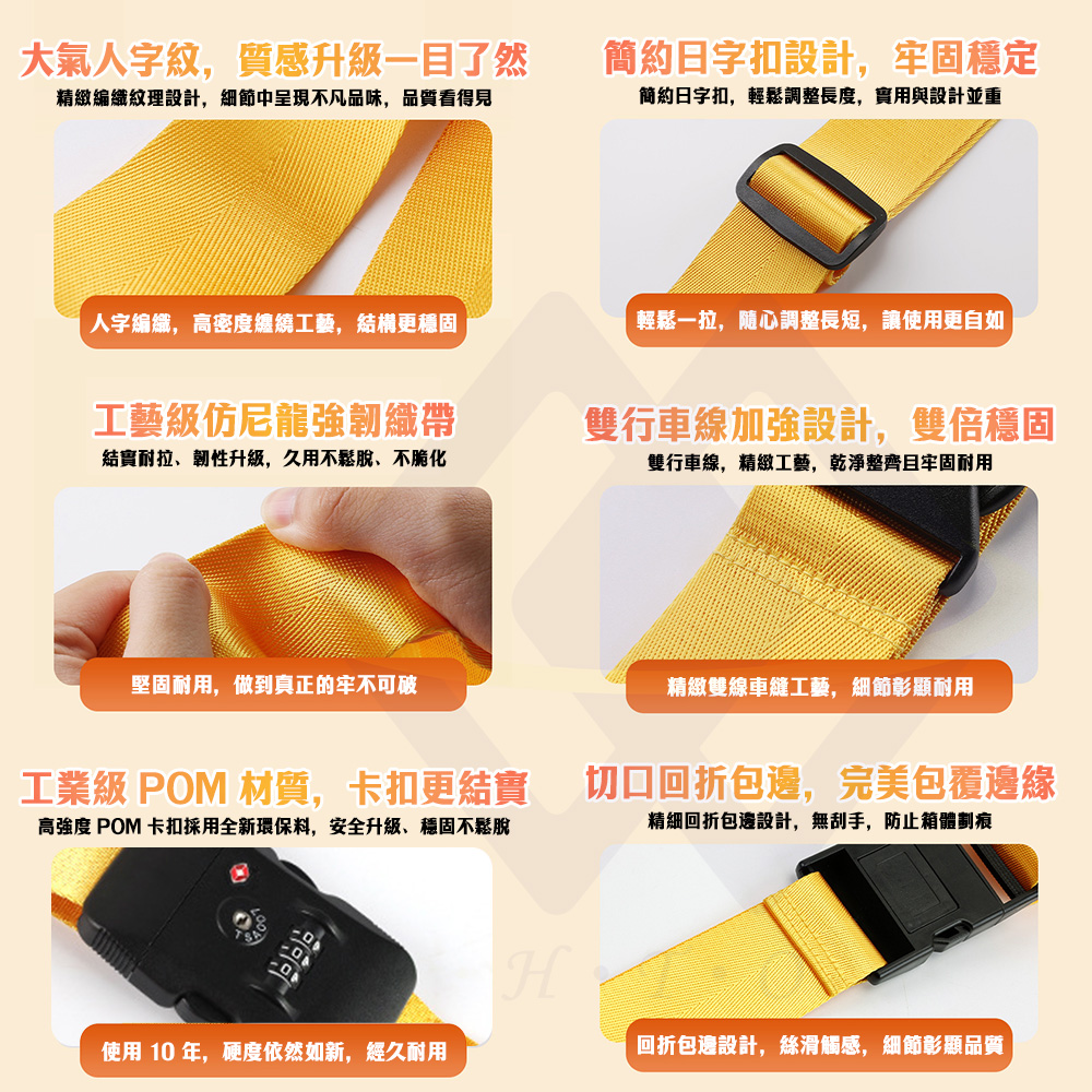 【禾統】TSA海關所行李箱束 / 多色可選 / 1條(行李束帶 行李箱固定帶 行李綁帶 可調節束帶 旅行 密碼鎖束帶), 海軍藍, large