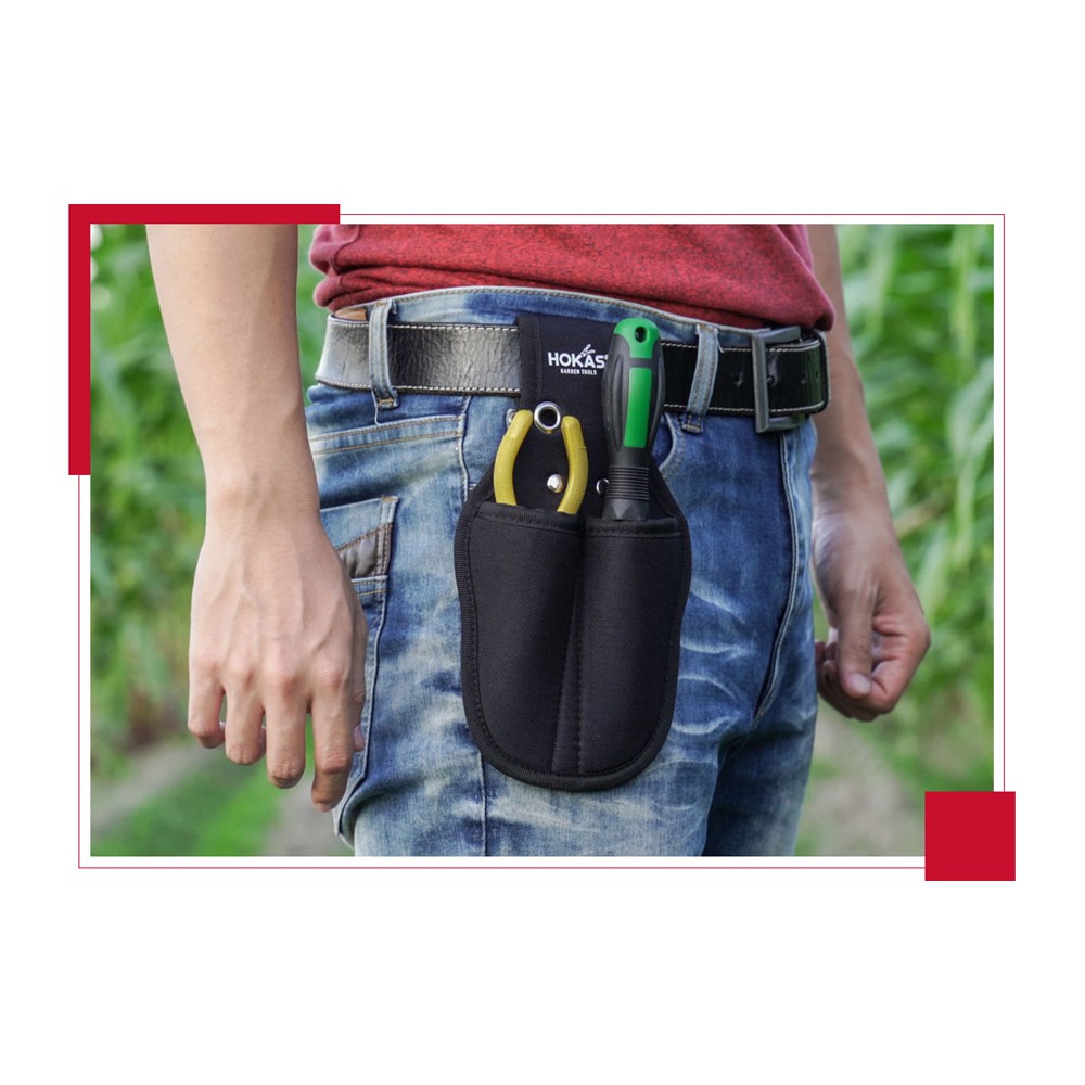 【HOKAS】S416兩入工具袋(S) (剪定鋏 花剪 修枝剪刀 收納套 工具袋 工具套 加厚帆布 水電腰包 ), , large