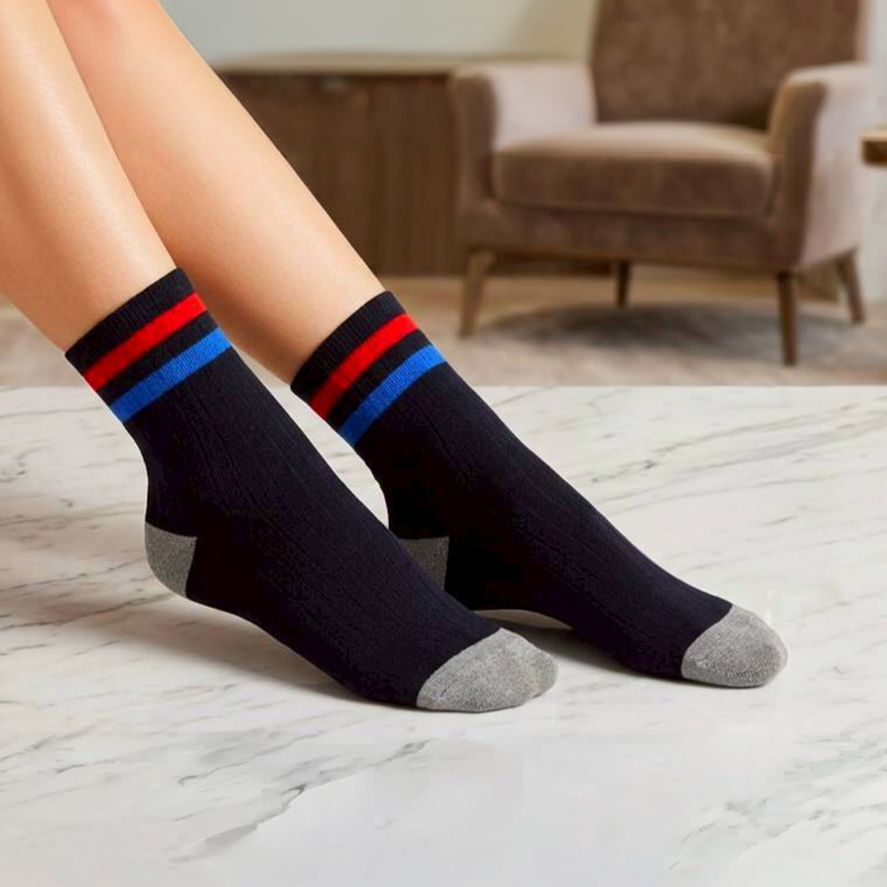 Kaimei Cotton | 8-Pack Random Colors - Classic Ribbed Crew Socks: Preppy Style Cotton Socks (22-26cm), , large