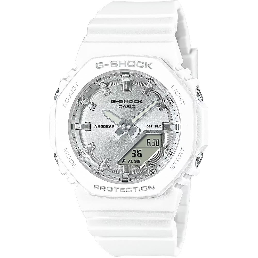 CASIO 卡西歐 G-SHOCK 海波粼粼 蒸鍍光澤雙顯手錶 GMA-P2100VA-7A, , large