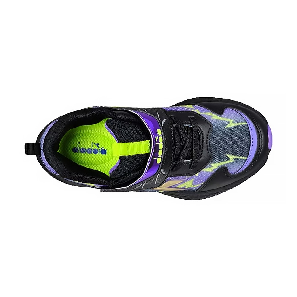 DIADORA迪亞多那 輕量兒童跑鞋 童運動鞋 童鞋 撞色 寬楦 康特杯 保護後跟 抗菌 除臭 輕量 吸震 黑紫 黑紅, , large