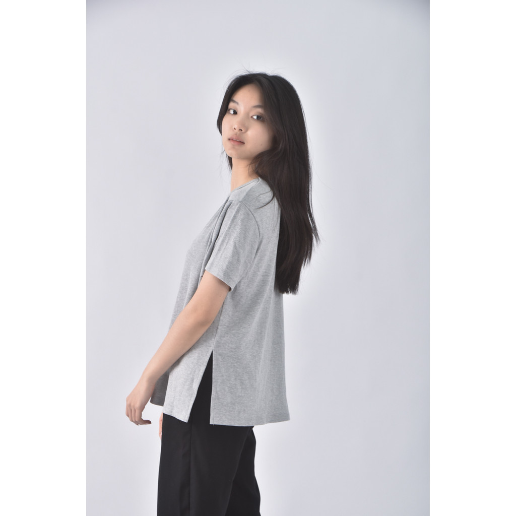 (M) chocolate韓牌運動質感圓領灰色短袖上衣二手衣, , large