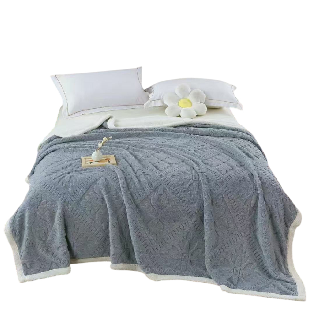 [Home Shopping Network Selected] 3D Snowflake Design Two-Tone Murray Fleece Blanket - Blue (150x200cm), , large