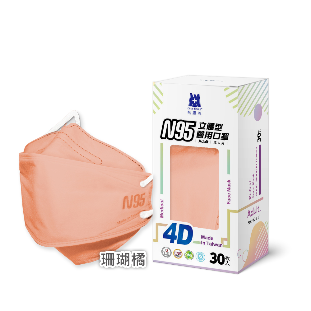 【Blue Eagle】N95 4D Adult Medical Face Mask 30 pack, , large