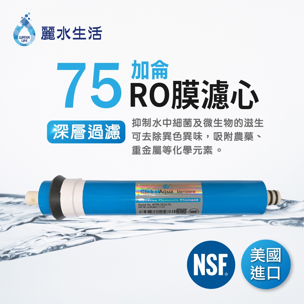 【麗水生活】美國品牌NSF認證-75G-RO膜【Global Aqua】RO膜濾心 濾芯 RO逆滲透膜 過濾器 飲水機, , large