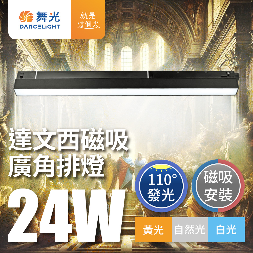 DanceLight 2-in-1 24W Da Vinci Magnetic 110-degree wide-angle row light track light spotlight anti-glare design (white light)