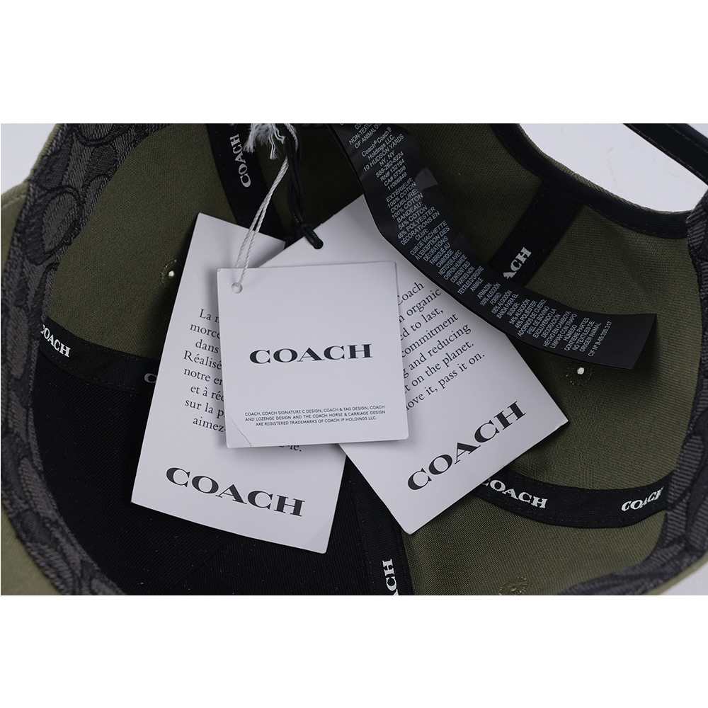 COACH 刺繡標誌棉質棒球帽 M-L/軍綠色, , large