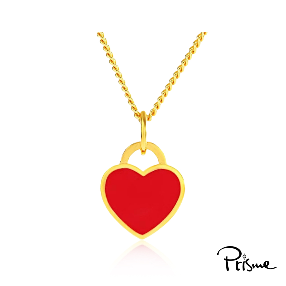 【Prisme Gold】黃金項鍊 紅色愛心 鍊墜項鍊 (金重：約0.05錢±0.02), , large