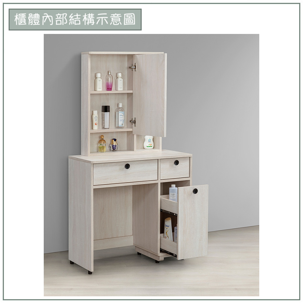 【唯熙傢俱】伊格鋼刷白３尺化妝台, , large