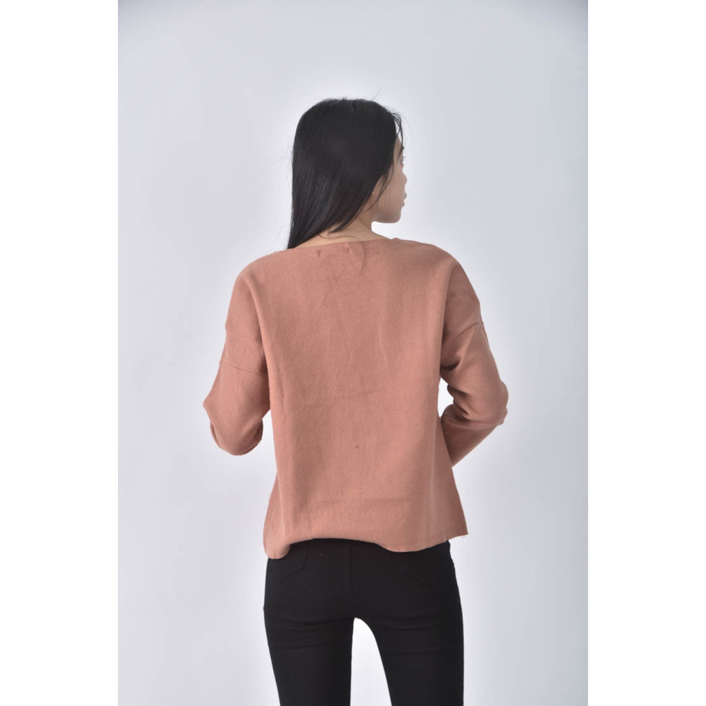 (XL) la aile質感圓領粉色長袖上衣二手衣, , large