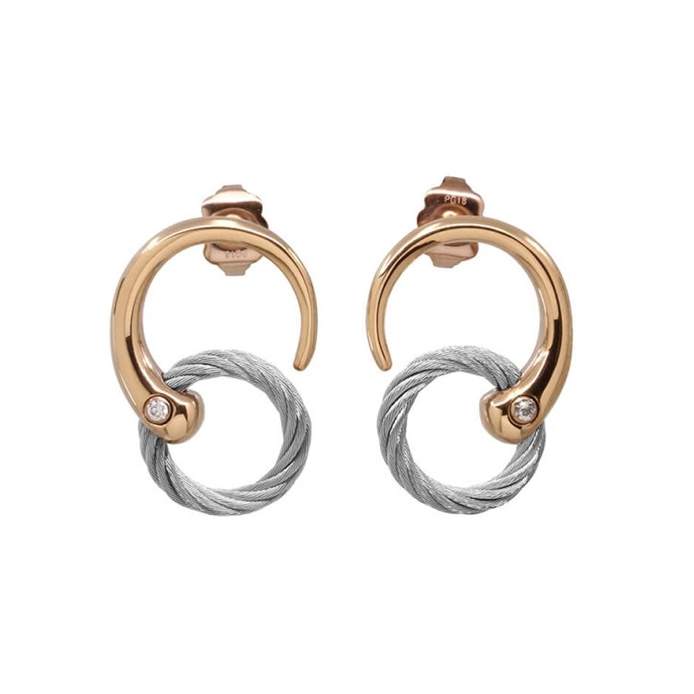 CHARRIOL 夏利豪 INFINITY ZEN 鋼索耳環 送禮推薦 03-102-1232-0, , large