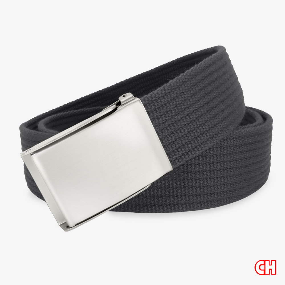 【CH-BELT 銓丞皮帶】方頭造型 深灰色織帶 男女休閒腰帶(深灰), , large