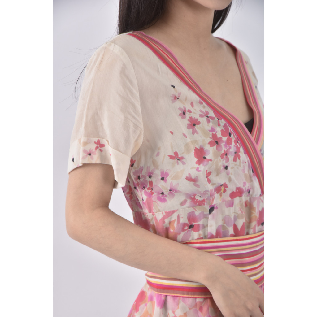 (S) i blues棉質條紋粉色綁帶洋裝二手衣, , large