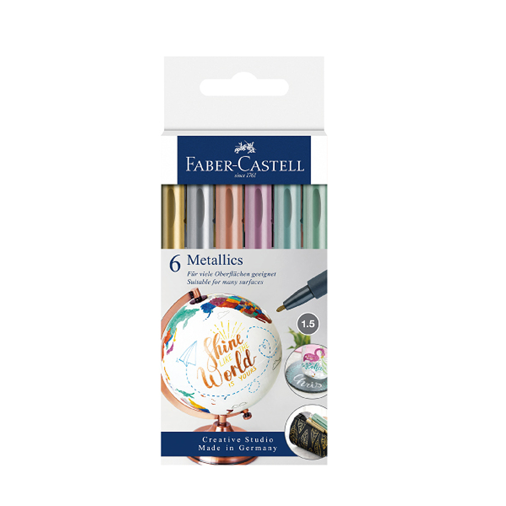 【Faber-Castell】輝柏 金屬色標記筆 6支入 / 組 160706, , large
