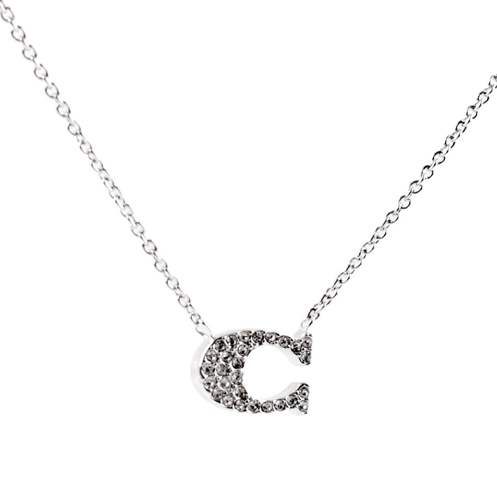 COACH C Logo水鑽項鍊/銀色, , large