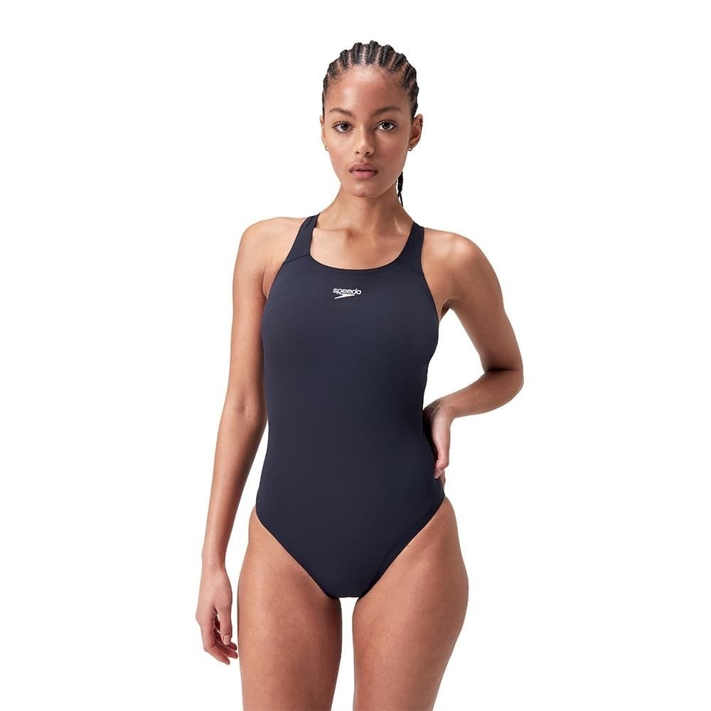 [秉宸] SPEEDO ECO ENDURANCE+ 女運動連身泳裝 耐氯 環保極速乾 深藍 SD813517D740, , large