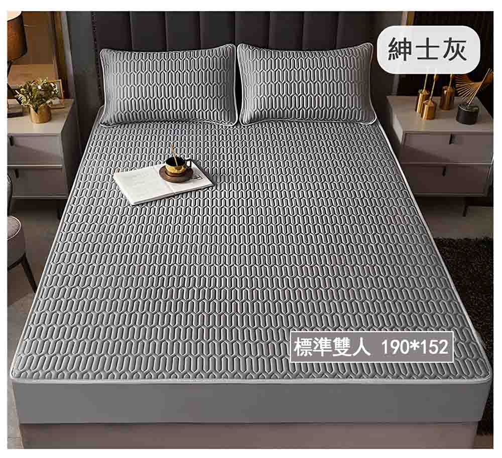 HABABY環安家居【禮盒组】床包式乳膠涼席 標準雙人 紳士灰, , large