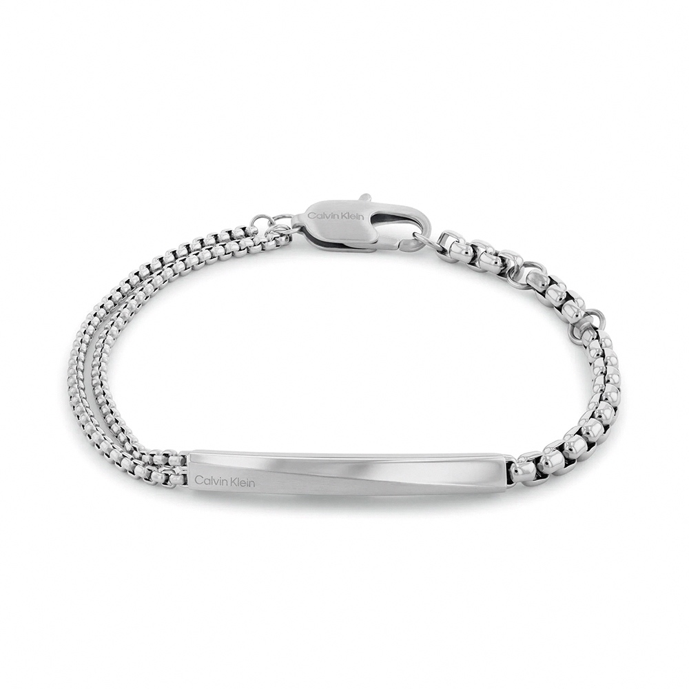 Calvin Klein CK 不對稱造型百搭男士手鍊-銀 禮物 送禮(35100058), , large
