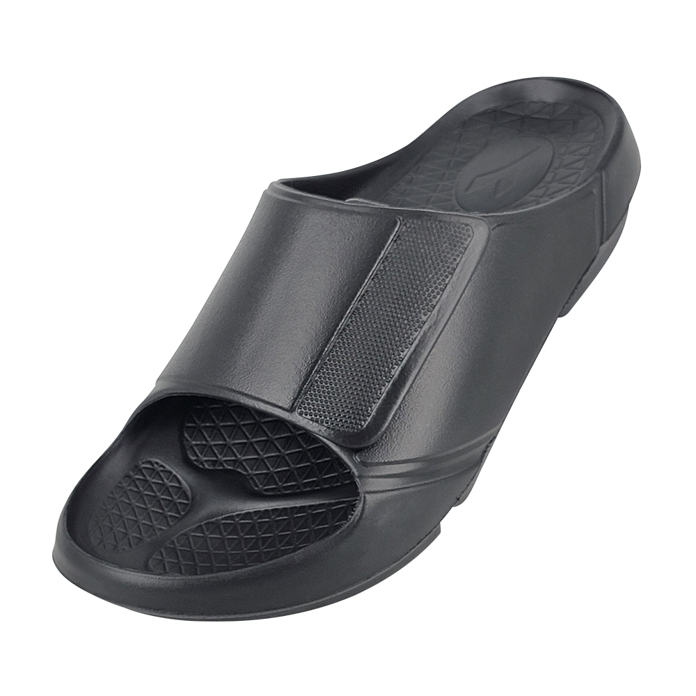 DIADORA迪亞多那 紓壓厚底拖鞋 MIT台灣製造 休閒 運動 簡約 素色 魔鬼氈 彈力 足弓支撐 舒壓 防滑 黑 灰, , large