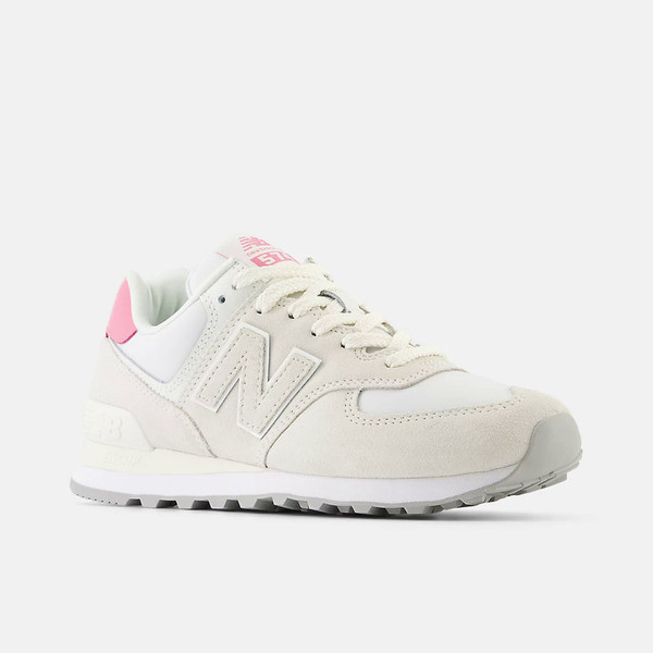 Kixpress-New Balance 女 休閒鞋 運動 經典 復古 B楦 NB 574 緩震 麂皮 海鹽 粉紅 [WL5742BA], , large