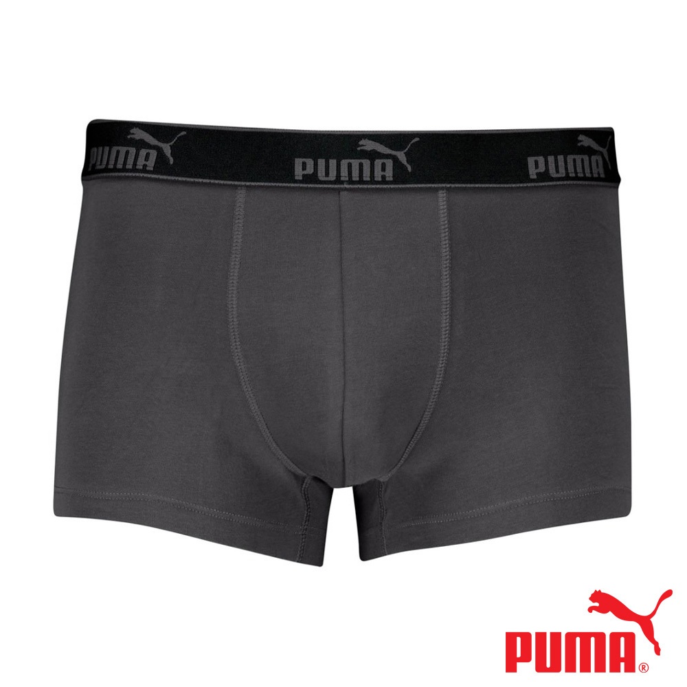PUMA 平口內褲 1件組 彪馬 跳豹 男內褲 平角內褲 修身 防捲邊 貼合 耐穿 柔軟 棉質 透氣 抗菌 黑 深灰 灰, , large