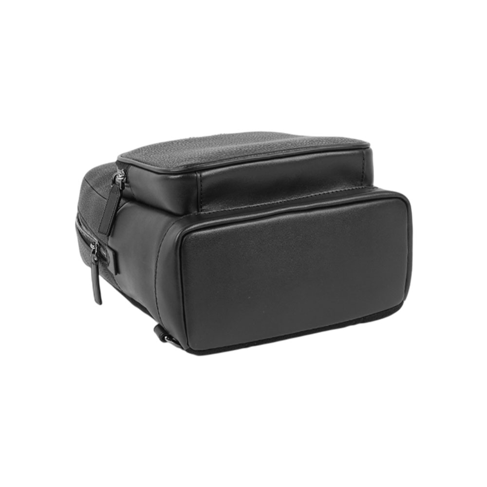 Michael Kors Cooper 銀字荔枝皮革口袋單肩背包(黑色), , large