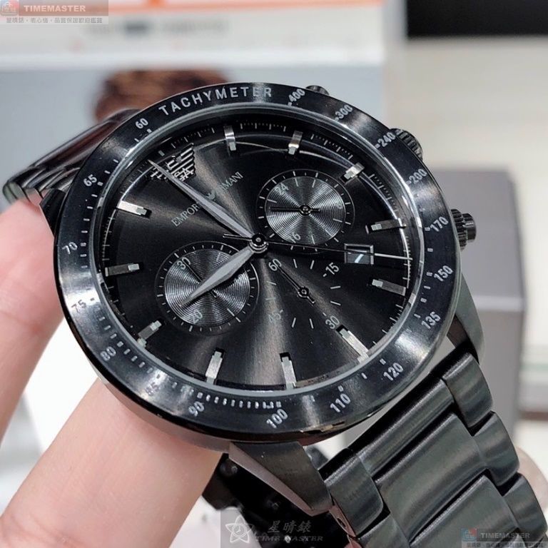 [星晴錶業]ARMANI手錶,44mm,AR00040黑色錶面黑錶殼深黑色精鋼錶帶款, , large