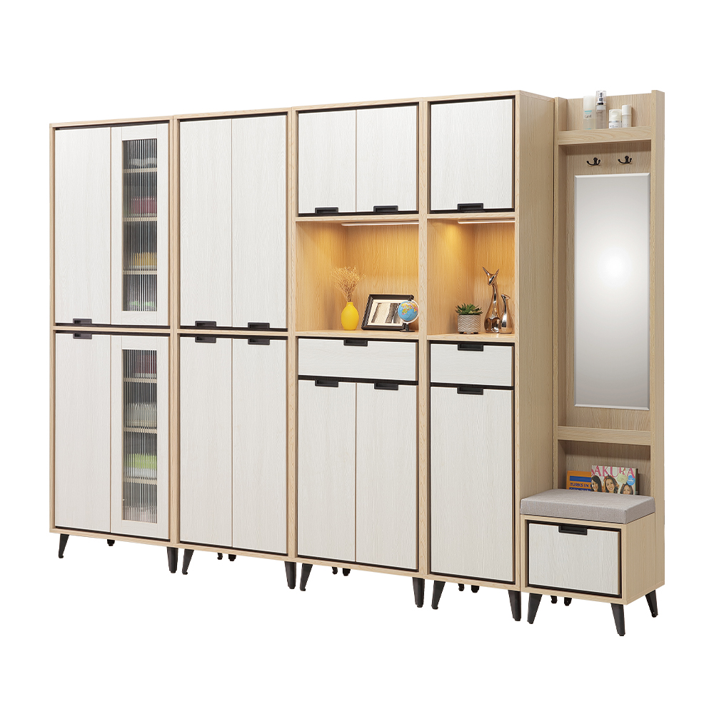 【唯熙傢俱】雷莎原木雙色9尺鞋櫃, , large