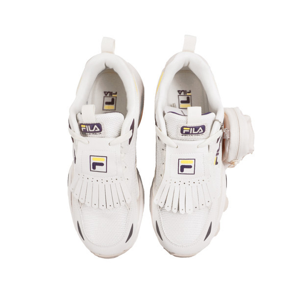 Kixpress-Fila Tassel 女 休閒鞋 運動 復古 老爹鞋 流蘇 英倫風 可拆吊飾 米黃 [5-J318Y-793], , large