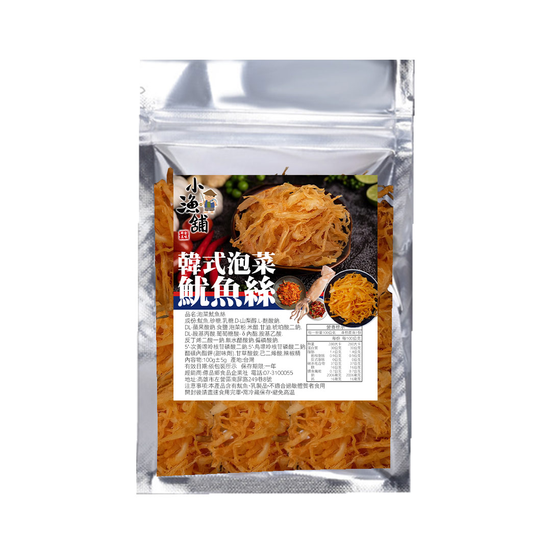 【億品鄉】小漁舖韓式泡菜魷魚絲100g, , large