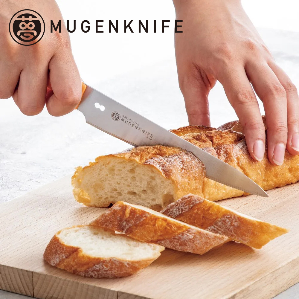 【日本協和工業】日本製 三德刀17cm（鉬釩鋼/鋸齒刃/切菜刀/切肉刀/多用途料理刀/夢MUGEN系列)橘色, , large