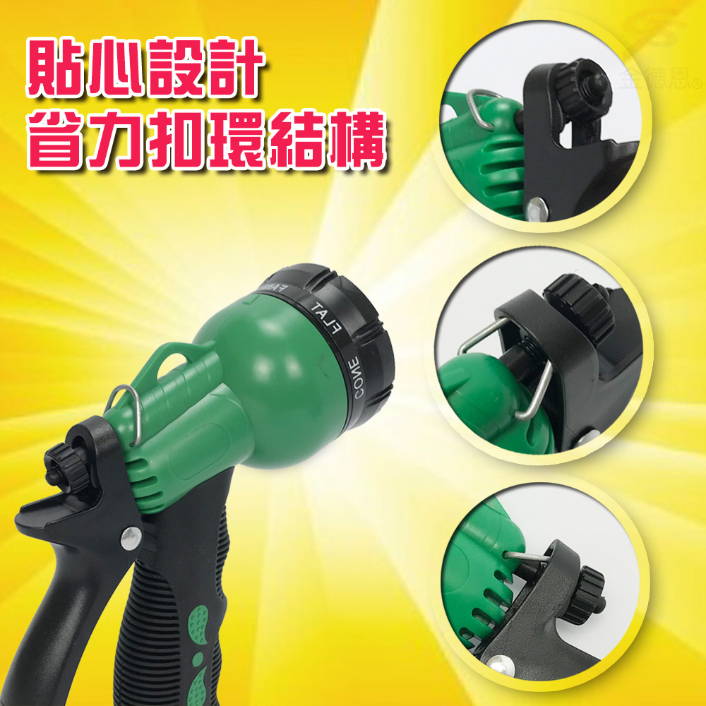 GS MALL 台灣製造 八段高壓水槍組 三件組 八段水槍 可調式水槍 高壓水槍 水槍 園藝水槍 清潔水槍, , large