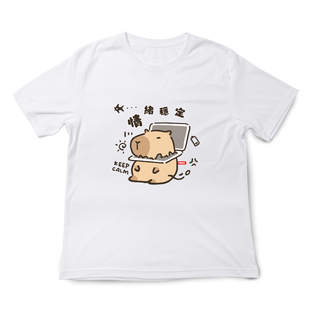 JZ TEE 卡皮巴拉 水豚君-情緒穩定 印花短袖T恤, , large