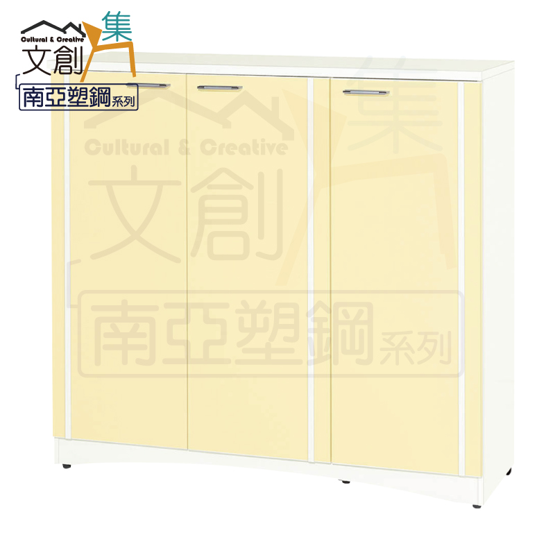【文創集】羅斯 環保4.1尺南亞塑鋼三開門鞋櫃(客約商品), , large