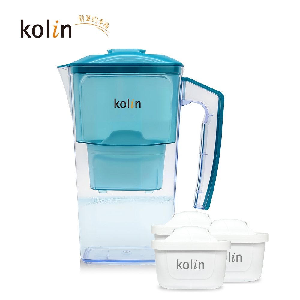 Kolin 歌林 2.5L濾水壺(內含四重濾芯*1) 加贈2芯(共1壺3芯/適用Brita), , large